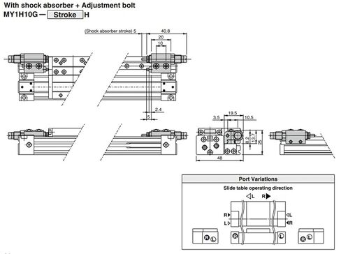 MY1H Series Mechanical Guide Rail Type rodless Cylinder, Cylinder Diameter 16-32mm, Stroke 100-900mm, Used for Long Stroke high Rigidity Linear Motion(800mm Stroke,MY1H20G) in Saudi Arabia