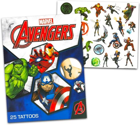 Avengers Reusable Water Bottles 11 Oz for Kids - Marvel Avengers Party Favor 12 Piece Bundle with 11 Oz Bottle with Pull Top Lid Plus Tattoos, Stickers for Boys | Bulk Avengers Water Bottles in Saudi Arabia