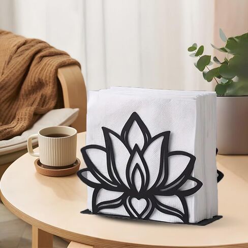 Black Metal Lotus Napkin Holder Nordic Style Vertical Iron Tissue Holder Home Kitchen Dining Table Restaurant Accessories in Saudi Arabia
