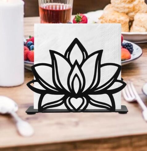 Black Metal Lotus Napkin Holder Nordic Style Vertical Iron Tissue Holder Home Kitchen Dining Table Restaurant Accessories in Saudi Arabia