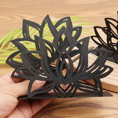 Black Metal Lotus Napkin Holder Nordic Style Vertical Iron Tissue Holder Home Kitchen Dining Table Restaurant Accessories in Saudi Arabia