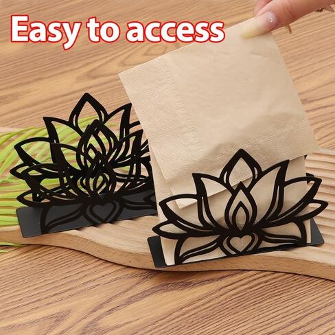 Black Metal Lotus Napkin Holder Nordic Style Vertical Iron Tissue Holder Home Kitchen Dining Table Restaurant Accessories in Saudi Arabia