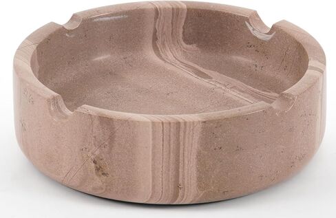 Marble Ash Tray 5 Inches Handmade Round Travertine Ashtray for Cigars & Cgarettes - Cigar Ashtray, Cigarette holder, Decorative Ashtrays for Smoking Accessories, Indoor & Outdoor Decor in Saudi Arabia