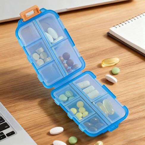 1 PCS Pill Organizer Double Layer,with Compartments,Compact Pill Storage Box for Daily Use and Travel,White in Saudi Arabia
