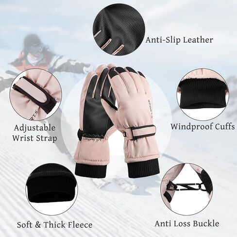 Women's Ski Gloves, Thermal Windproof Winter Gloves with Touchscreen Design Cycling Gloves for Skiing Snow Sports in Saudi Arabia