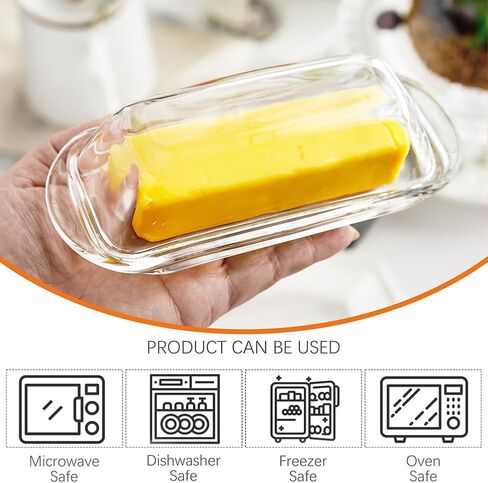 طبق زبدة زجاجي بغطاء - صينية حامل حافظة زبدة زجاجية كريستالية للزبدة والجبن الكريمي والفواكه الصغيرة in Saudi Arabia