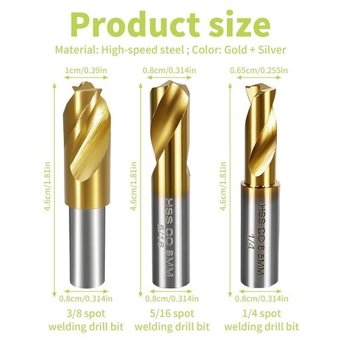 13-Pack Spot Weld Cutter Sets Double Sided, 3/8" 5/16" HSS Spot Weld Cutter Remover Drill Bits Hex Sheet Metal Hole Cutter Remover for Power Drill Spot Welding in Kuwait