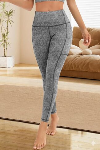 Yoga Pants Women Workout High Waisted Leggings Fitted Breathable Pocket Capris XS- 3XL in Saudi Arabia