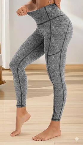 Yoga Pants Women Workout High Waisted Leggings Fitted Breathable Pocket Capris XS- 3XL in Saudi Arabia