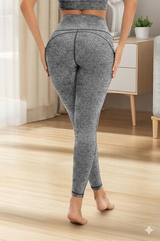 Yoga Pants Women Workout High Waisted Leggings Fitted Breathable Pocket Capris XS- 3XL in Saudi Arabia