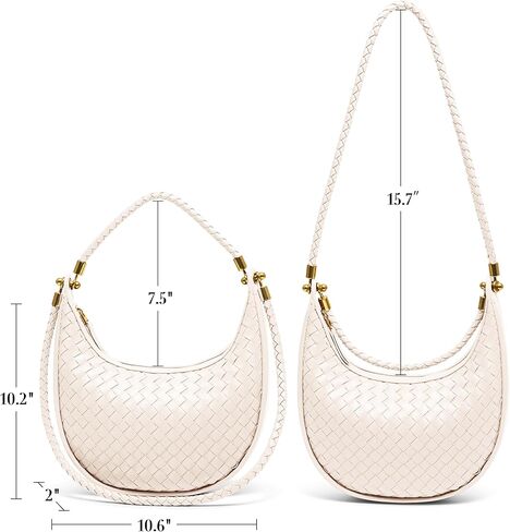 Joryin Woven Leather Crescent Shoulder Bag for Women, Saddle Purse Braided Top-Handle Handbag Under Arm Bag in Kuwait