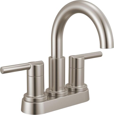 Delta Nicoli Centerset Brushed Nickel Bathroom Faucet with Sprayer, 4 Inch 3 Hole Bathroom Sink Faucet with Pull Out Sprayer, Push-Pop Drain, Stainless 25749LF-SS in Saudi Arabia