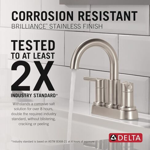 Delta Nicoli Centerset Brushed Nickel Bathroom Faucet with Sprayer, 4 Inch 3 Hole Bathroom Sink Faucet with Pull Out Sprayer, Push-Pop Drain, Stainless 25749LF-SS in Saudi Arabia