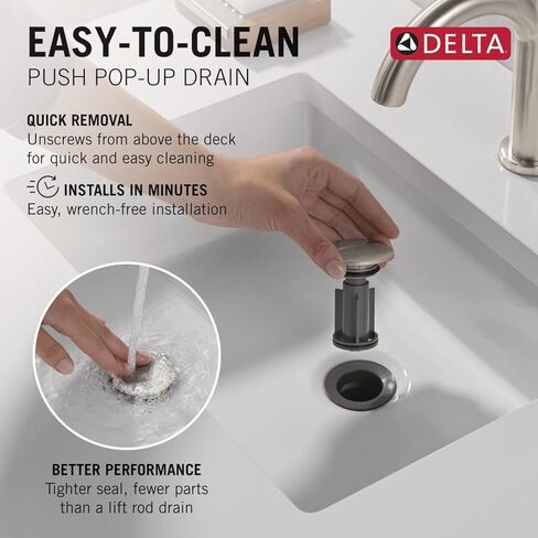 Delta Nicoli Centerset Brushed Nickel Bathroom Faucet with Sprayer, 4 Inch 3 Hole Bathroom Sink Faucet with Pull Out Sprayer, Push-Pop Drain, Stainless 25749LF-SS in Saudi Arabia