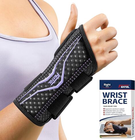 FEATOL Wrist Brace with Ergonomic Wrist Splint Right Hand, Breathable Hand Support for Women and Men, Pain Relief for Carpal Tunnel, Tendonitis & Daily Work, Medium in Saudi Arabia