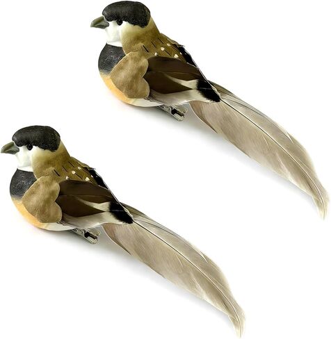 2pcs Artificial Birds Foam Bird Sparrow Ornaments Clip on Decorative Feathered Birds for Christmas Tree Decoration Winter Seasonal Festival Decor (Sparrow A) in Saudi Arabia