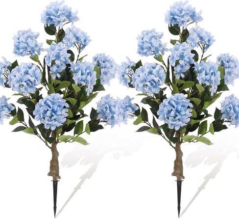 Lunmon 2 Pack Artificial Hydrangea Flowers Trees with Spikes, Faux Hydrangea Bushes Outdoor Plant Realistic Fake Flower for Outdoor Planter Home Wedding Garden Patio Yard Decor-24Inch in High(Pink) in Saudi Arabia