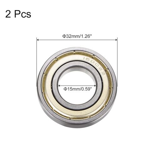uxcell 16002-2Z Deep Groove Ball Bearing, 2pcs 15mm x 32mm x 8mm Hign Carbon Chrome Steel Double Metal Shielded Bearing in Saudi Arabia
