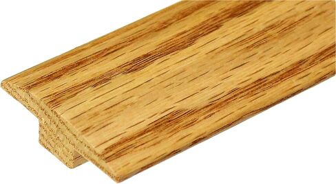 قالب على شكل حرف T عريض من خشب البلوط - 5/8 بوصة شريط عتبة عالي التجهيز مسبقًا مع بقع خفيفة وطبقة علوية واقية | انتقال الأرضيات الخشبية الصلبة إلى الأرضيات ذات الارتفاع المتساوي | صنع في الولايات المتحدة الأمريكية (بطول 3 أقدام) in Kuwait