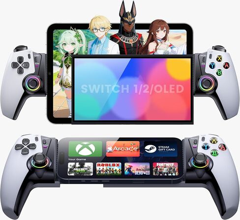 Wireless Phone Controller for iPhone/Android/Switch 1/2/OLED/iPad Mini With Hall Joystick, LED Mobile Gaming Controller for iOS Support Xbox Cloud, Steam Link, GeForce Now, Arcade,Call of Duty, Roblox in Kuwait