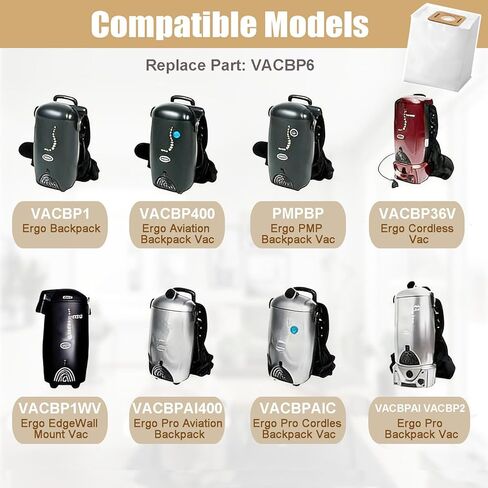 عبوة من 20 حقيبة VACBP6 من Alrens لطرازات مكنسة الظهر Atrix 8-Quart Ergo وErgo Pro VACBPAI VACBP1 VACBP2 VACBP36V، الجزء # VACBP6 in Kuwait