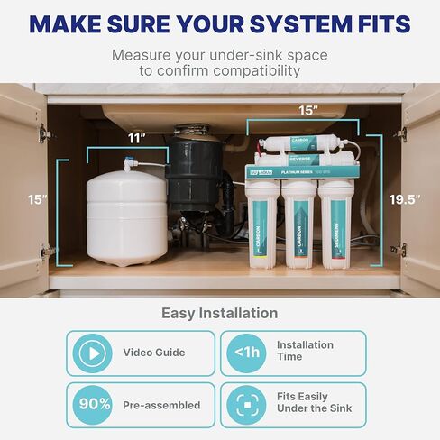 NU Aqua 7-Stage (12 Step Filtration) UV & Alkaline Under Sink Reverse Osmosis Water Filter System - 100 GPD RO Filtration & Remineralization - 100GPD Undersink - Home Kitchen Drinking in Saudi Arabia