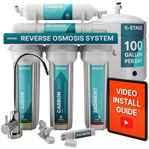 NU Aqua 7-Stage (12 Step Filtration) UV & Alkaline Under Sink Reverse Osmosis Water Filter System - 100 GPD RO Filtration & Remineralization - 100GPD Undersink - Home Kitchen Drinking in Saudi Arabia