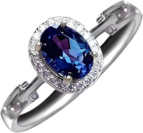 YangQian Sapphire Rings for Women Halo Diamond Oval Engagement Rings September Birthstone Ring for Ladies Birthday Gifts Christms Gifts for Women in Saudi Arabia