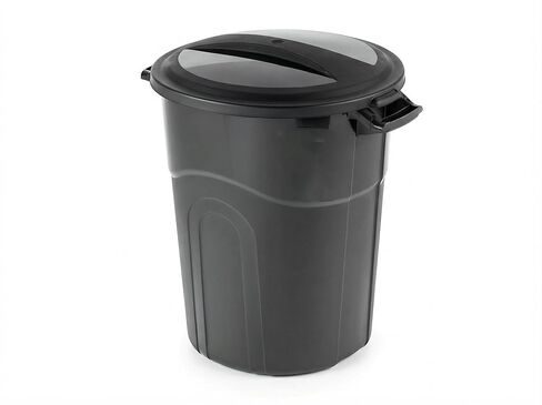 20 Gallon Heavy Duty Plastic Garbage Can with Locking Lid, Black Outdoor Trash Bin for Garage, Patio, and Office, Injection Molded Round Waste Container for 30 Gallon Bags, 40 lb Load Capacity in Saudi Arabia