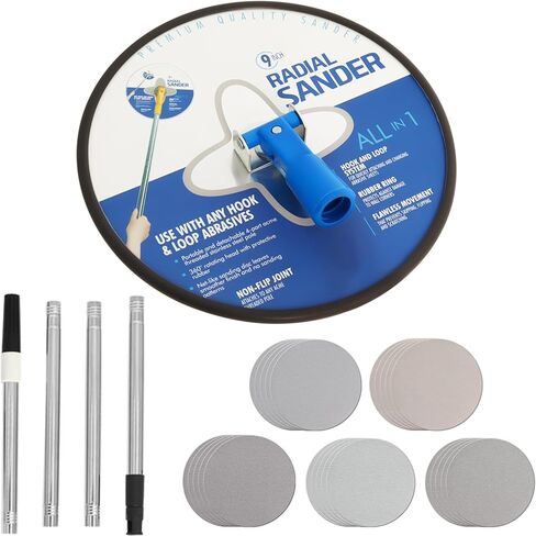 Pole Sander for Drywall, 9 Inch Radial Sander with Pole, Adjustable Wall Sander for Painting Prep, Drywall Pole Sanding Tool with Replaceable Sanding Pads in Saudi Arabia