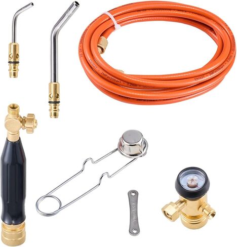 VEVOR Oxygen Acetylene Torch Kit, Gas Welding Torch Kit, 14PCS Portable Oxy Acetylene Brazing Set with 177'' Twin-Hose, 2 Welding Tips, Torch, 2 Regulators, Cylinder Holder (without Cylinder) in Saudi Arabia