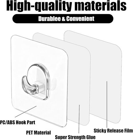 10 Pack Clear Mini Hook Small Adhesive Wall Hooks Utility Damage Free Sticky Hook No Drilling Strong Waterproof Sticker Hanger for Hanging Decoration Shower Light Cable Kitchen Bathroom Bedroom Office in Kuwait