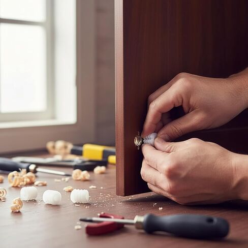 100 قطعة من حشوات الأوتاد البلاستيكية للمفصلات والأوتاد البلاستيكية المُدرجة مسبقًا وتجهيزات الأثاث لوصلات باب الخزانة، 0.34 بوصة × 0.39 بوصة، أبيض in Kuwait