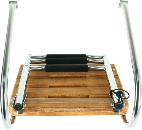 YaeMarine 3 Steps Inboard Teak Swim Platform Ladder Stainless Telescopic Boat Ladder Boat Boarding Ladders with 2 Rails in Saudi Arabia