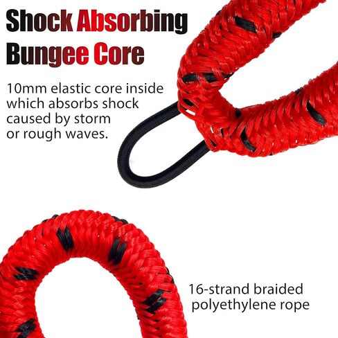 Boat Bungee Lines for Docking, 4 feet Mooring Ropes, Boat Tie Downs for Dock, Boating Accessories, for PWC, Waverunner, SeaDoo, Pontoon, Kayak, Dinghy, Small Boats, Boating Gift in Saudi Arabia