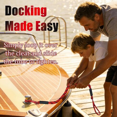 Boat Bungee Lines for Docking, 4 feet Mooring Ropes, Boat Tie Downs for Dock, Boating Accessories, for PWC, Waverunner, SeaDoo, Pontoon, Kayak, Dinghy, Small Boats, Boating Gift in Saudi Arabia