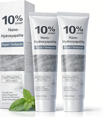 10% Nano Hydroxyapatite Toothpaste 2-Pack, Teeth Whitening & Enamel Repair Toothpaste, Fluoride Free for Sensitive Teeth, Fresh Breath Oral Care in Kuwait