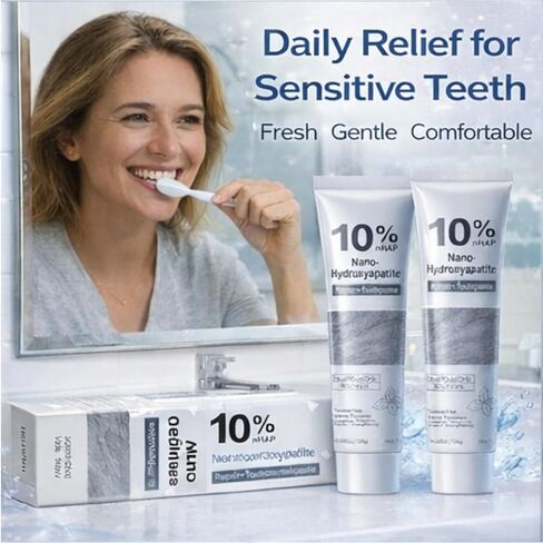 10% Nano Hydroxyapatite Toothpaste 2-Pack, Teeth Whitening & Enamel Repair Toothpaste, Fluoride Free for Sensitive Teeth, Fresh Breath Oral Care in Kuwait