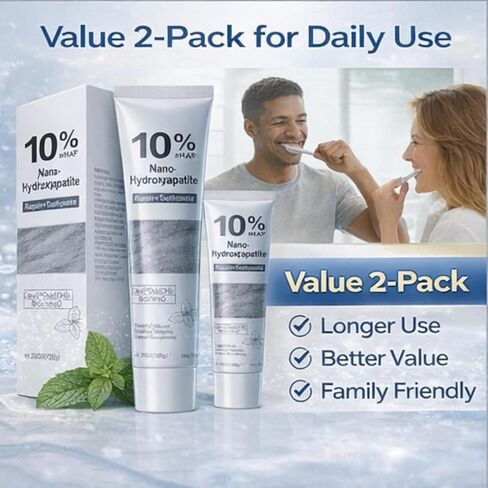 10% Nano Hydroxyapatite Toothpaste 2-Pack, Teeth Whitening & Enamel Repair Toothpaste, Fluoride Free for Sensitive Teeth, Fresh Breath Oral Care in Kuwait
