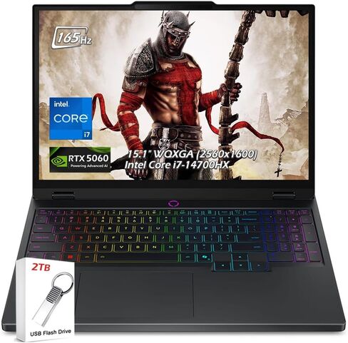 Lenovo Legion 5i Gaming Laptop, Intel i7-14700HX, 15.1" OLED 2.6K (2560 x 1600) IPS 165Hz, 500 nits, 32GB DDR5, 2TB SSD, NVIDIA RTX 5060, 5MP Camera w/E Shutter, Wi-Fi 7, Win 11 - Eclipse Black in Saudi Arabia