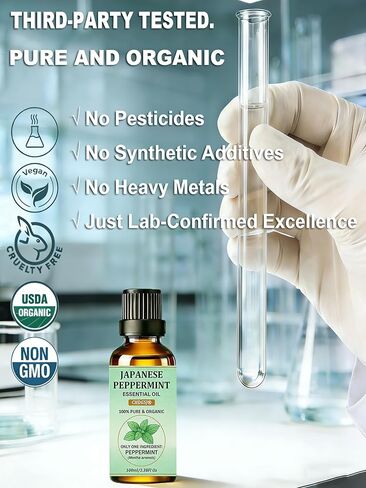 100% Pure Organic Japanese Peppermint Essential Oil, USDA Natural Food & Therapeutic Grade for Aromatherapy, Skin Hair Scalp Care, Massage - Can Diffusers, Home Cleaner, Relaxtion, Aid Mood - 100ml in Saudi Arabia