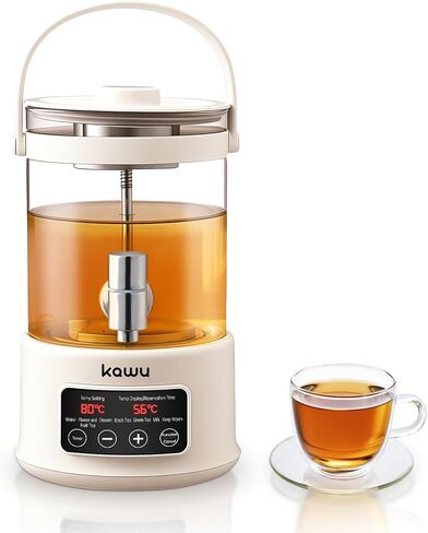 KAWU 2.5L سعة كبيرة من الغلاية الكهربائية ، غلاية صحية ، غلايات كهربائية للماء المغلي ، التحكم في درجة الحرارة ، وقت التعيين ، وظائف متعددة ، غليان الشاي الأسود ، الشاي الأخضر ، الحليب ، إلخ ،. أبيض in Kuwait