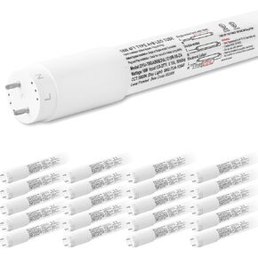 hykolity 20 حزمة 4FT LED T8 أنبوب ضوء هجين من النوع A+B، 18 وات، التوصيل والتشغيل أو تجاوز الصابورة، طرف واحد أو طرف مزدوج، 5000 ك، 2400 لومن، غطاء بلوري، T8 T10 T12 لـ G13، 120-277 فولت، مدرج في قائمة UL in Kuwait