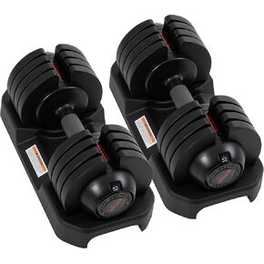 ALTLER Adjustable Dumbbell, 25/52LB Pair with Tray for Workout Strength Training Fitness, Adjustable Weight Dial Dumbbell with Anti-Slip Handle and Weight Plate for Home Exercise in Kuwait