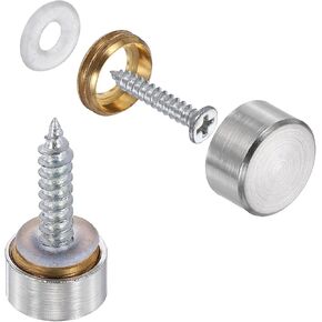 uxcell 20Pcs Screw Covers Caps, Brass Flat Mirror Screws Decorative Caps Cover Nail Fasteners for Sign Advertising Hardware Construction, 16mm Diameter, Brushed Silver in Saudi Arabia