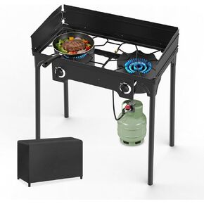 2250،00 BTU 3 موقد بروبان في الهواء الطلق مع الطاولات الجانبية للزجاج الأمامي والطي ، وموقد التخييم الثقيل لشواء الفناء الخلفي ، والذوبان والطبخ RV in Kuwait