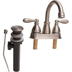 Moen WS84667SRN Caldwell Two-Handle Bathroom Faucet High Arc Lavatory Sink Centerset, Spot Resist Brushed Nickel in Saudi Arabia