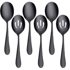 AOOSY 2 Pieces Stainless Steel Flatware Serving Sets, 8.7-Inch Long Handle Slotted Spoons and Serving Spoons for Buffet, Banquet, Cooking, and Kitchen in Kuwait