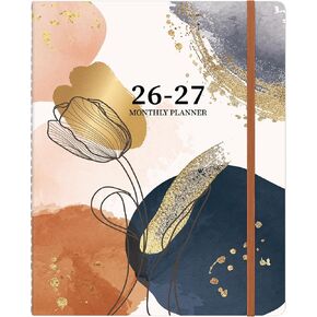 2026-2027 Monthly Planner, 2 Year Calendar Planner, Jan 2026 - Dec 2027, 8.3'' x 11'', 24 Months, Embossed Cover, with Printed Tabs ＆Pocket, Elastic Closure, Organizer for Office Home School, Black in Saudi Arabia