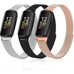 3 عبوات من الأربطة المعدنية المتوافقة مع Fitbit Inspire 3، حزام حلقة شبكي مغناطيسي من الفولاذ المقاوم للصدأ لـ Fitbit Inspire 3 لتتبع اللياقة البدنية للنساء والرجال in Kuwait